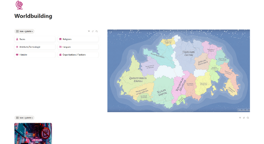 Template Notion worldbuilding