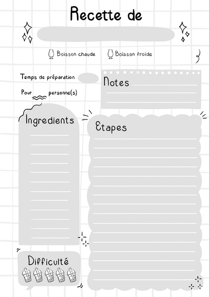 Recharge carnet de recette format physique